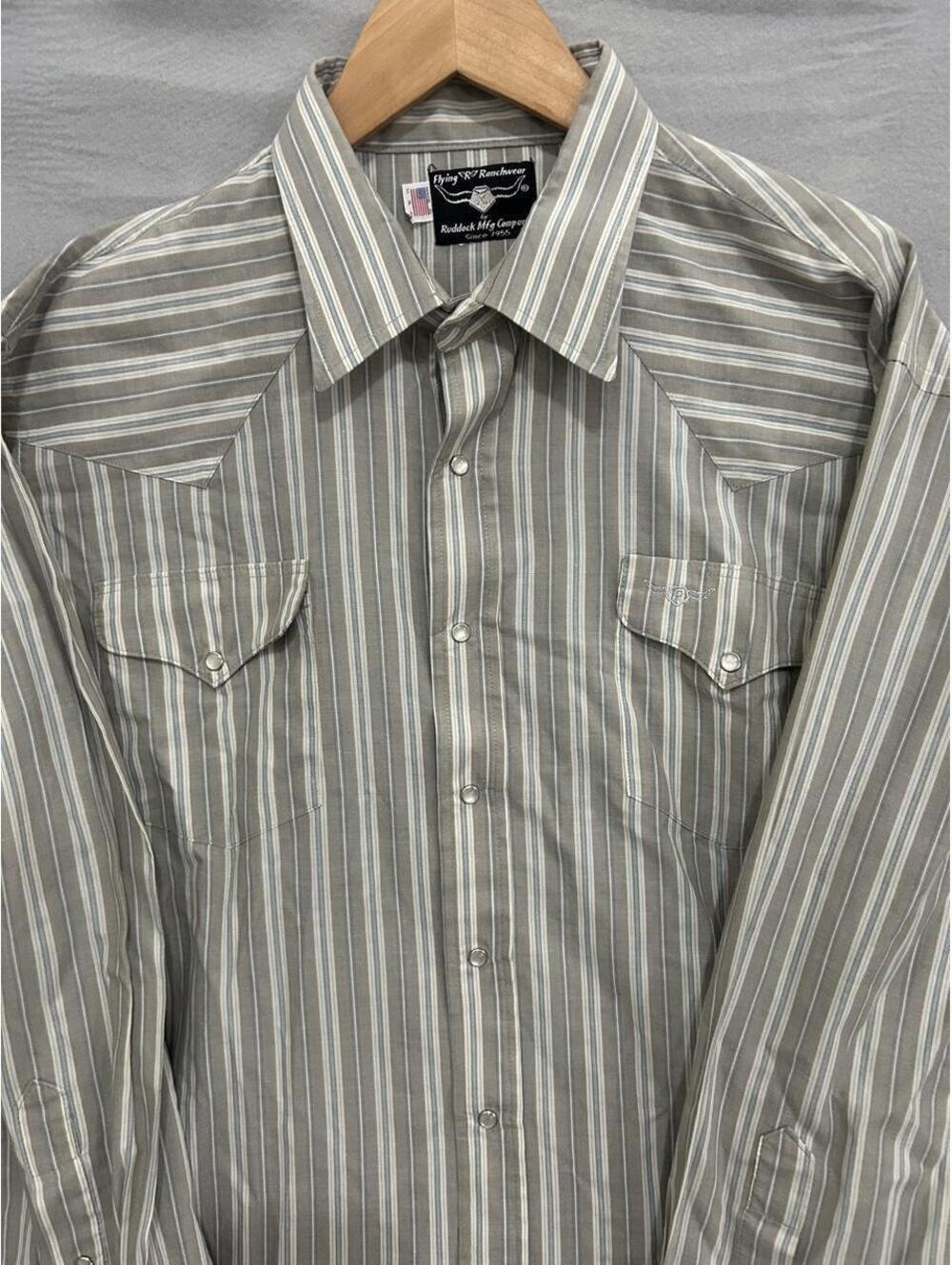 Vintage 90s Faded Glory Ranchwear Button Up Shirt pearl snap made in USA